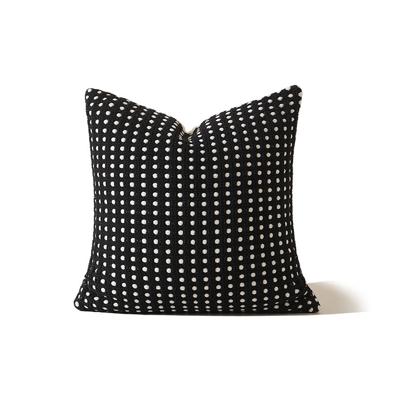 Decorative cushion cover with textured hole waffle weave structure made from cotton-linen mix Stornfield