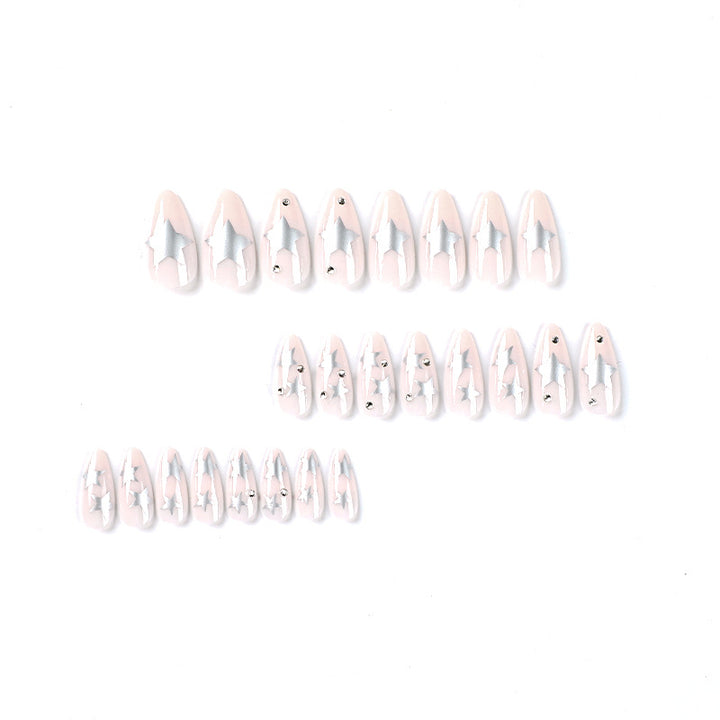 Artistic Nail Extensions with Silver Star Design Stornfield