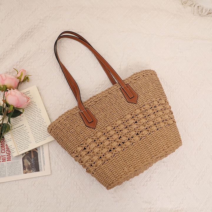 Handcrafted rattan basket bag with elegant leather accents Stornfield