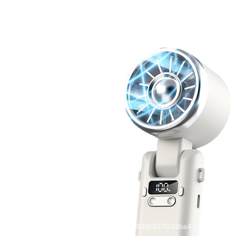 Unisex nan foldable high-power handheld rechargeable fan with digital battery indicator and adjustable swivel head Stornfield