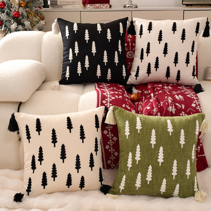 Decorative Holiday Throw Pillow Set with Tassels
