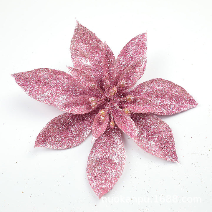 Glittering Poinsettia Flower Ornaments Stornfield