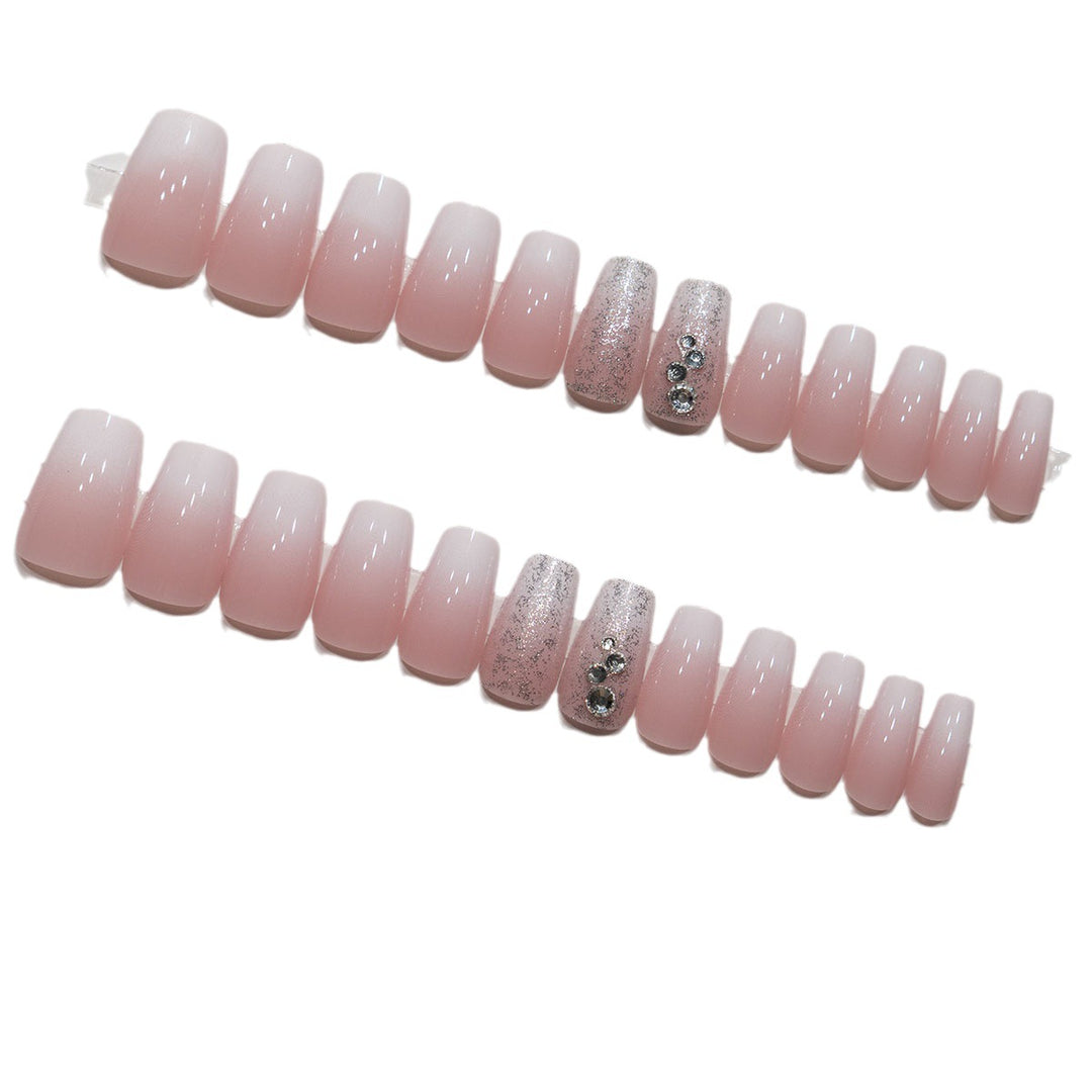 Elegant Ombre Press-On Nail Tips with Rhinestone Accents Stornfield