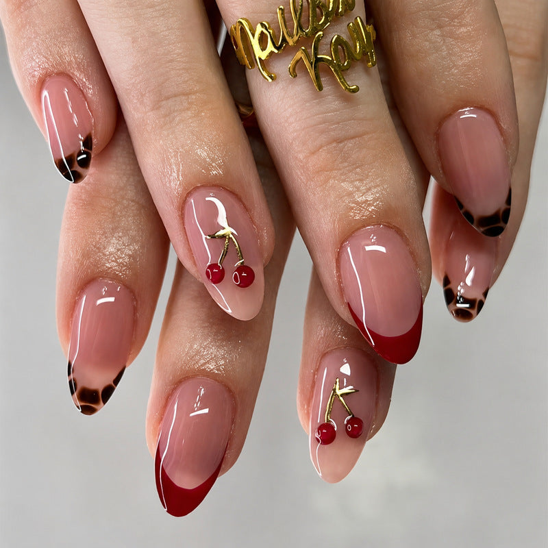 Elegant artificial nails with cherry design Stornfield