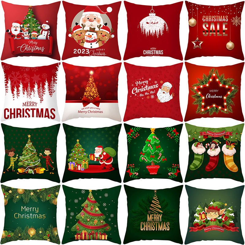 Festive Holiday Square Throw Pillow Cover Merry Christmas Ornaments & Snowflake Print with Concealed Zipper