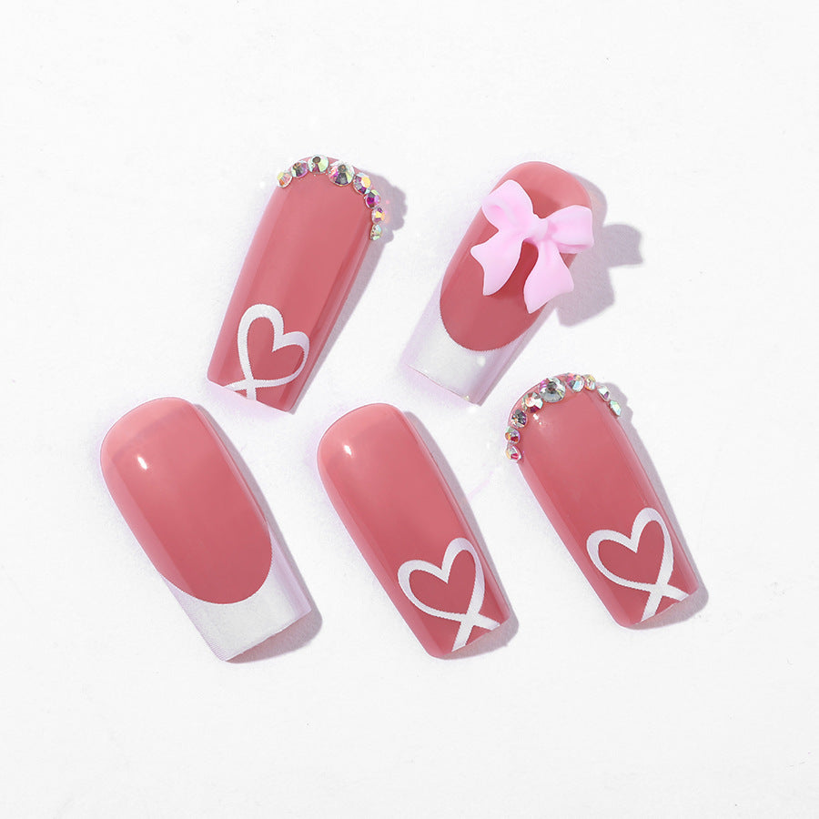 Acrylic nail set with elegant design and glitter details Stornfield