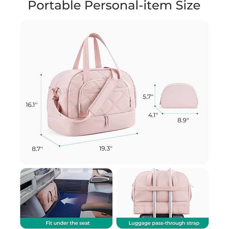 Multifunctional Quilted Travel Bag with Removable Cosmetic Pouch Stornfield