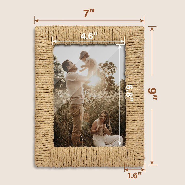 Artful picture frame made of woven natural material Stornfield