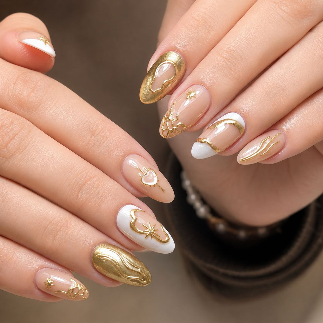Artistic Metallic Press-On Nail Set