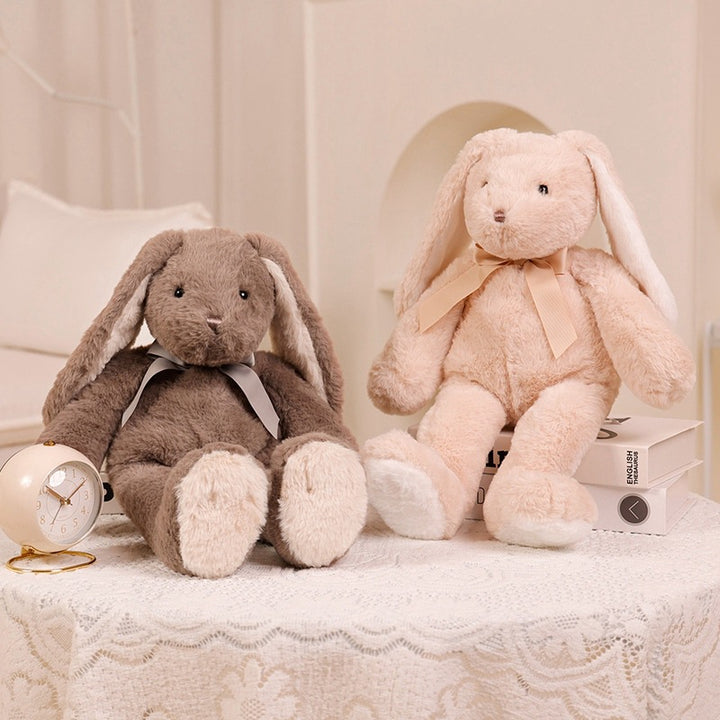 Plush Long-Eared Sitting Bunny Soft Toy with Ribbon Neck and Ultra-Soft Faux Fur Stornfield