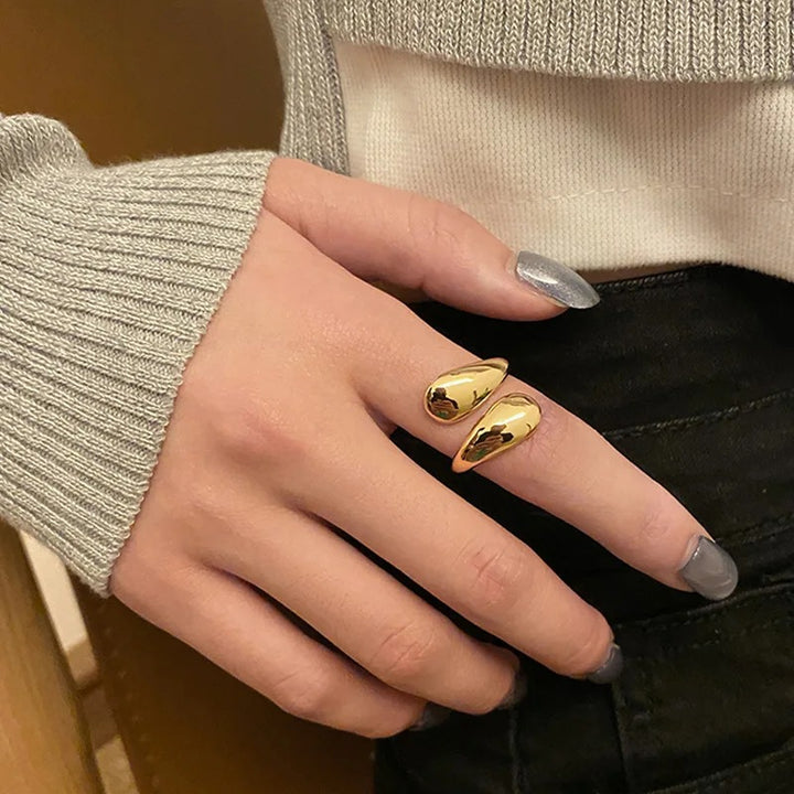 Modern double ring made of stainless steel Stornfield