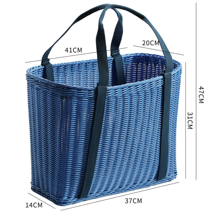 Unisex Robust braided shopping basket with comfortable fabric handles Stornfield