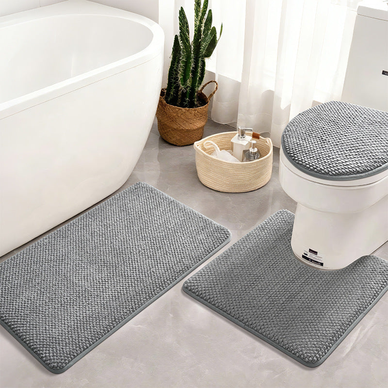 Textured Bath Mat and Toilet Lid Cover Set
