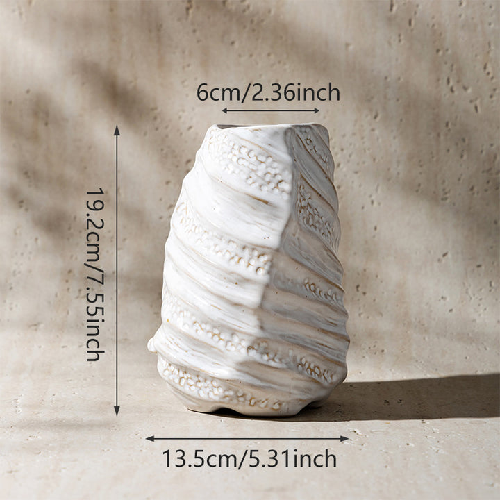 Sculptural Shell-Texture Ceramic Table Vase
