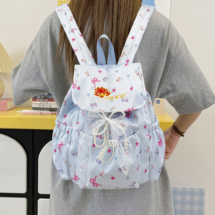 Floral-Embellished Drawstring Backpack Stornfield