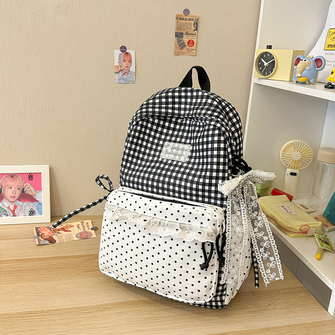 Stylish Gingham Patterned Backpack Stornfield