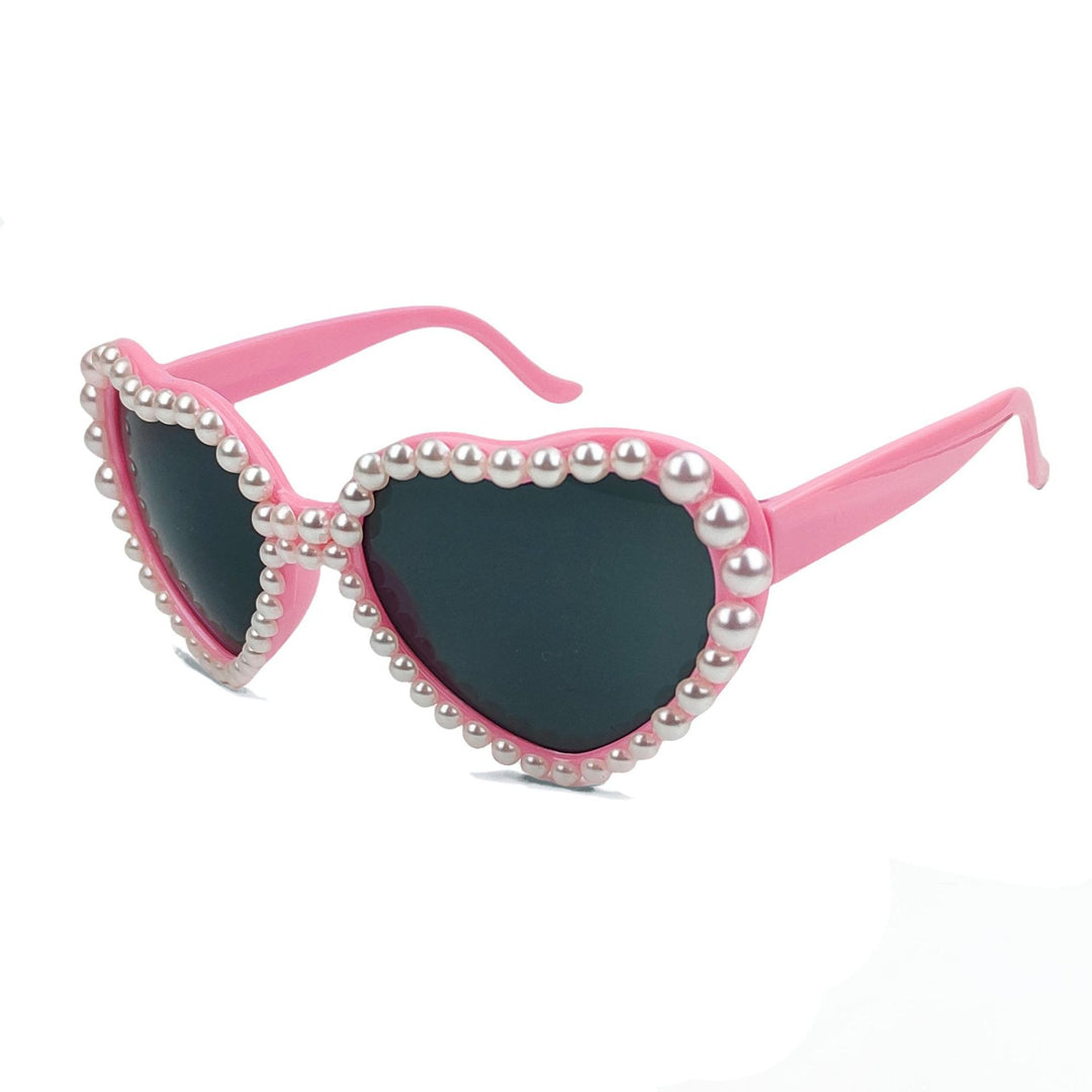 Women's Heart-Shaped Sunglasses with Glitter Stone Trim Stornfield