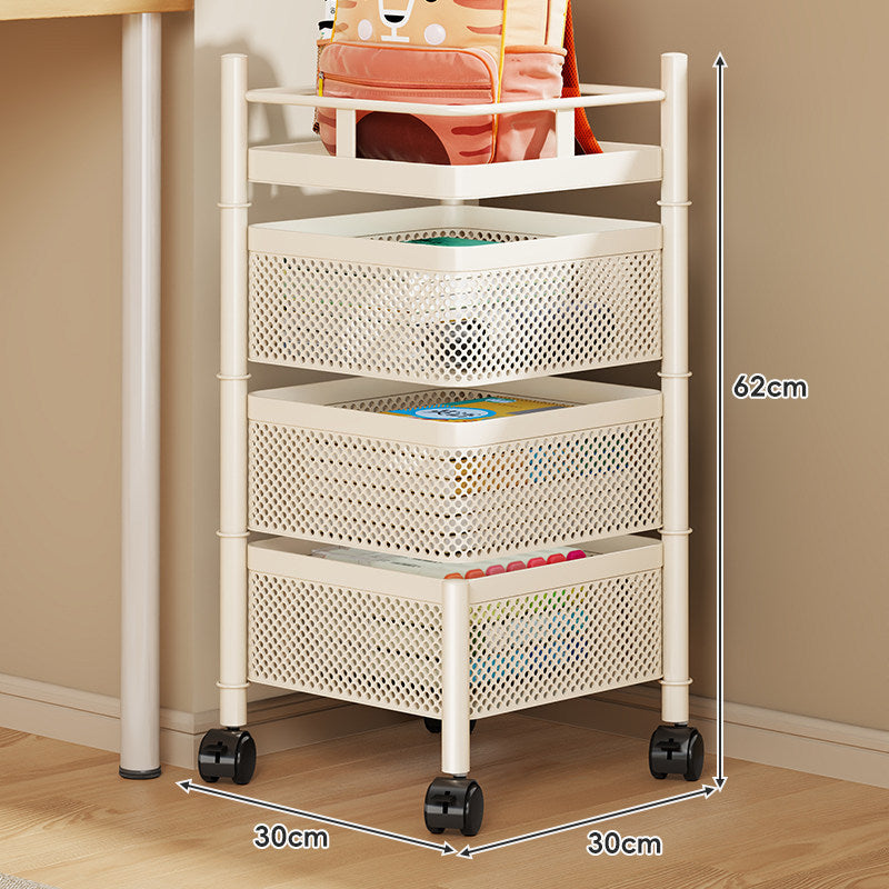 Compact Rolling Mesh Multi-Tier Corner Storage Cart