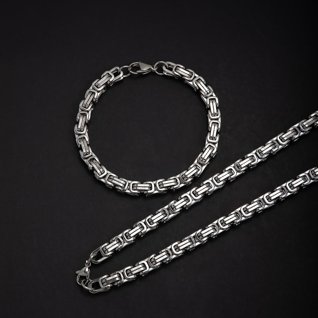 Elegant Interlocking Chain Necklace and Bracelet Set Stornfield