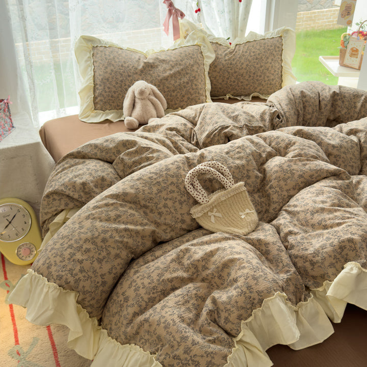 Floral Ruffled Bedding Comforter Set