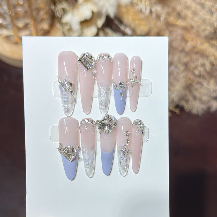 Elegant Stiletto Press-On Nail Art Set with Rhinestone Embellishments Stornfield