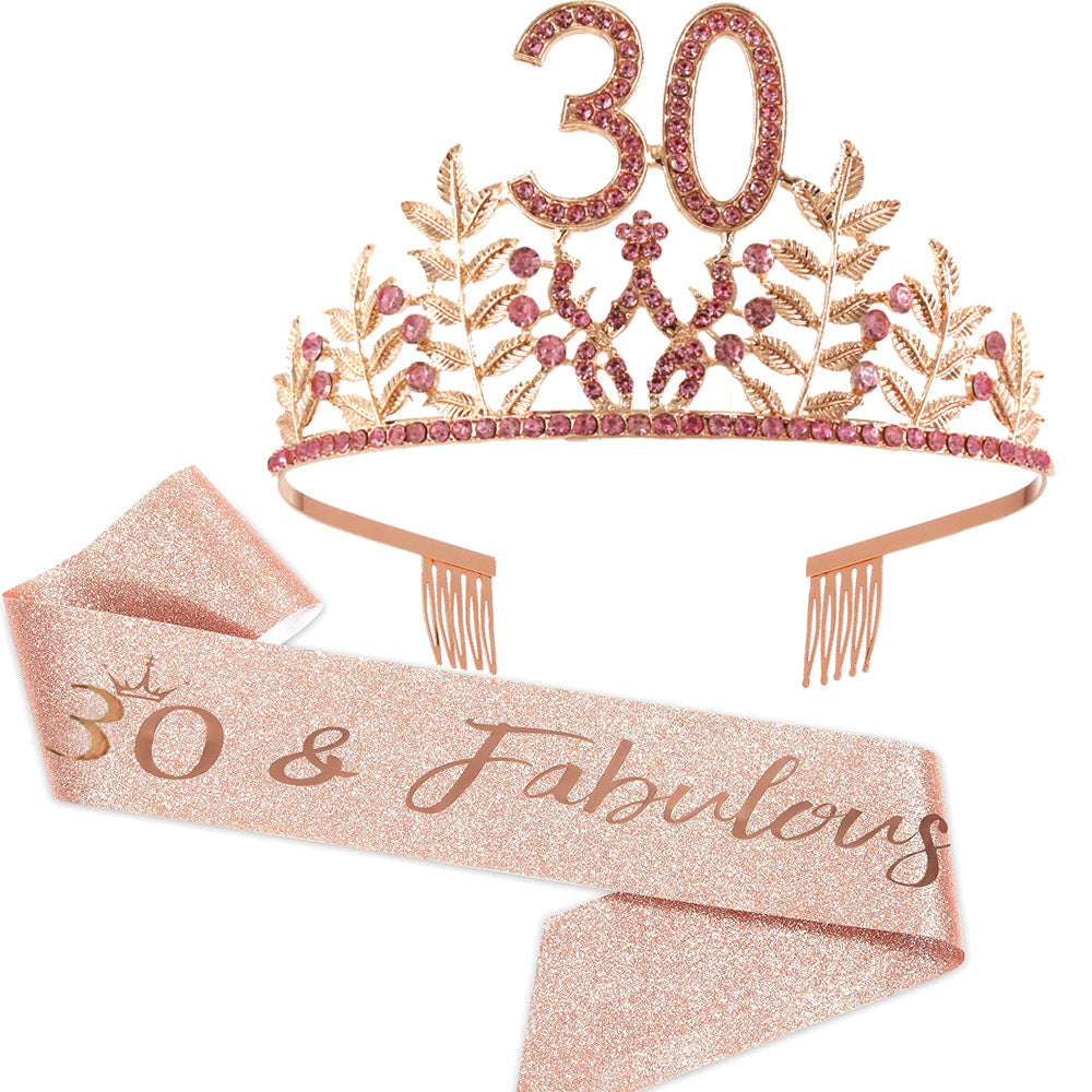 Women's Glamorous Birthday Crown with Shining Rhinestones Stornfield