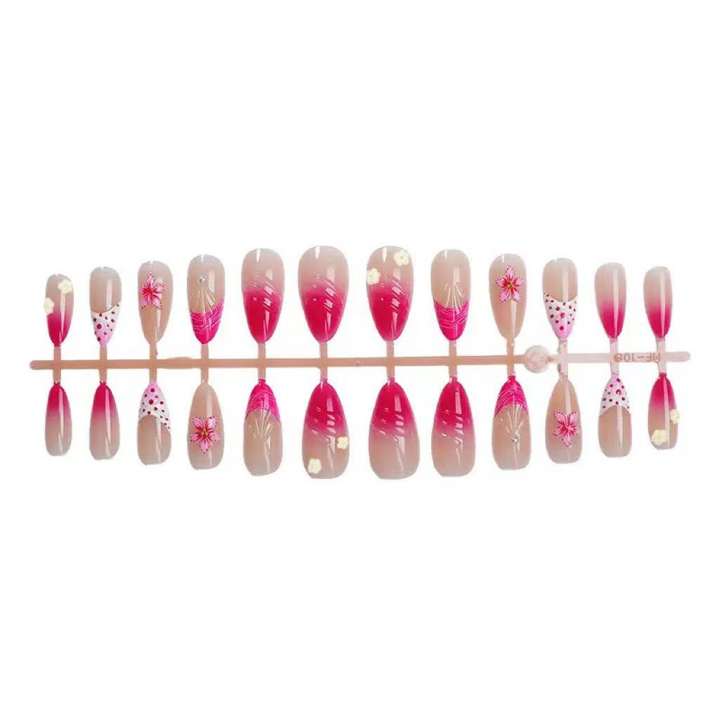 Artistic Floral-Accent Press-On Nails Stornfield