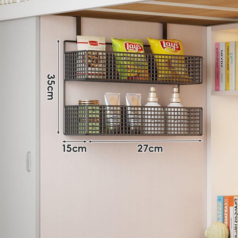 Under-Shelf Double-Tier Ventilated Mesh Hanging Storage Basket for Pantry and Bathroom