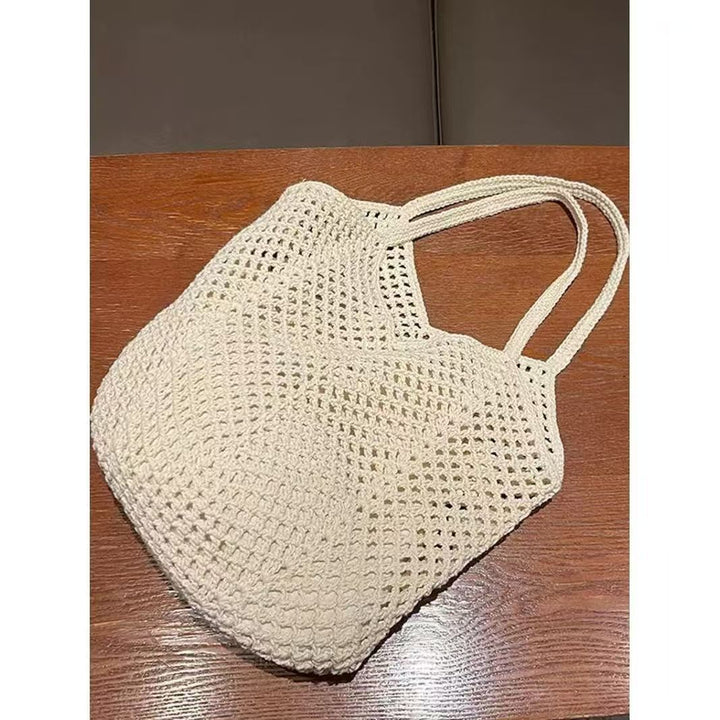 Hand-knotted tote bag in modern net design Stornfield