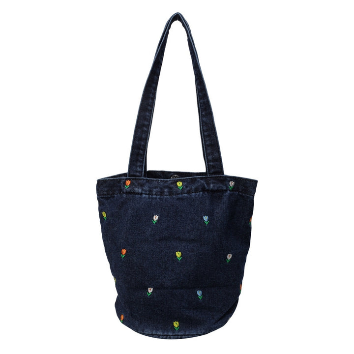 Embroidered Denim Tote Bag