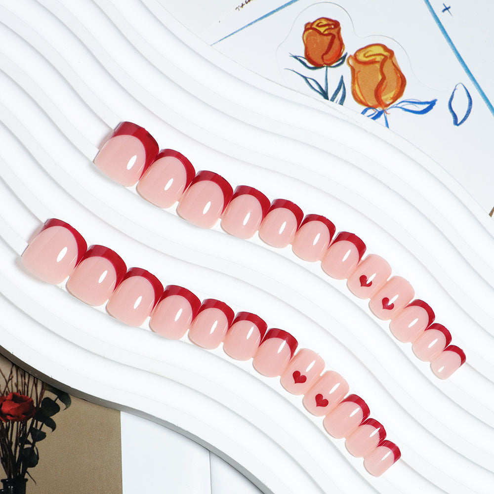 Artistic Heart-Design Press-On Nail Set Stornfield