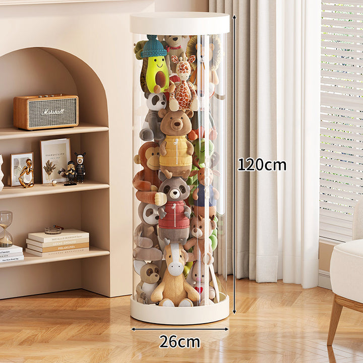 Tall Transparent Cylindrical Plush Toy Display & Storage Tower