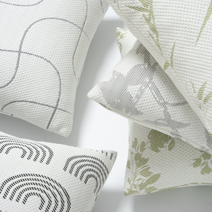 Jacquard pillowcase with textured waffle weave and delicate leaf pattern Stornfield