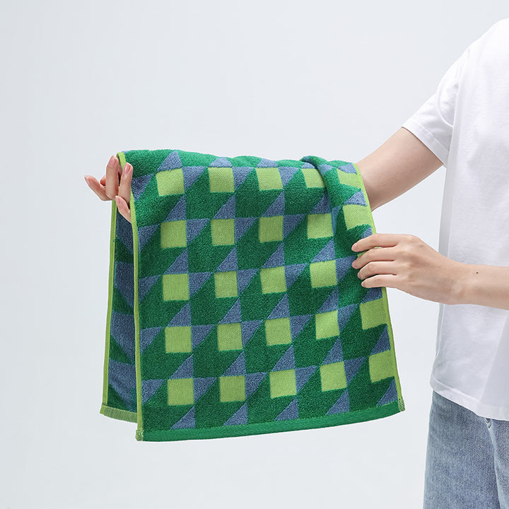 Soft terry towel with horse jacquard pattern