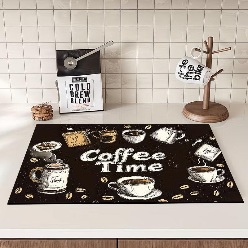 Coffee-Themed Kitchen Mat