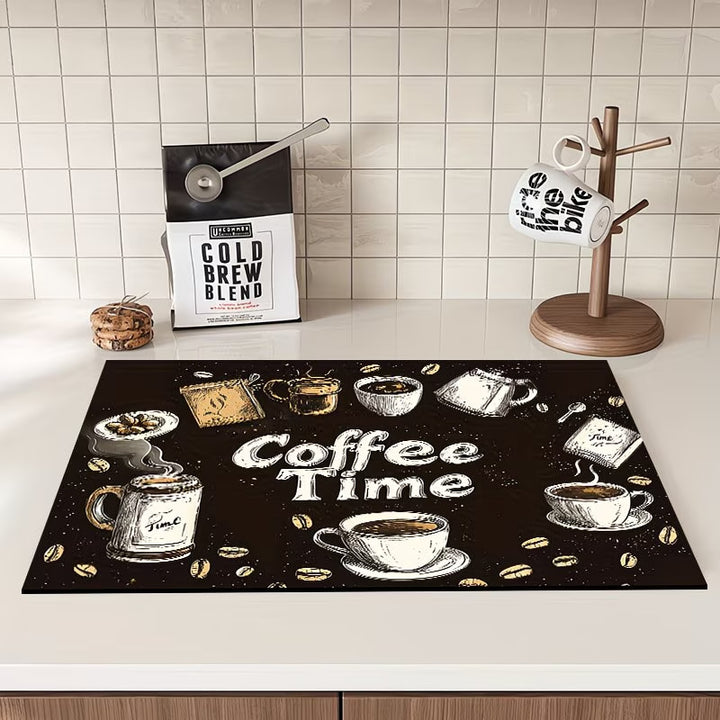 Coffee-Themed Kitchen Mat