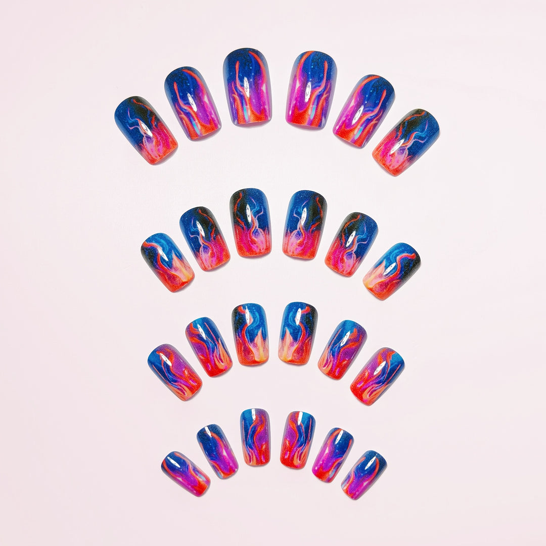 Creative Gel Nails with Luminous Wave Pattern Stornfield