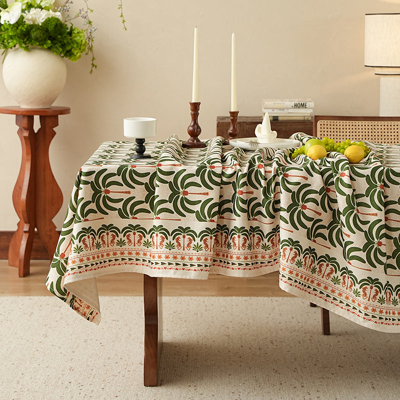 Rectangular printed table runner made of cotton blend with botanical ornament print Stornfield