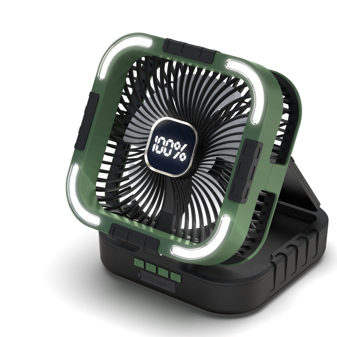 Solar-Powered Camping Fan with LED Light Stornfield