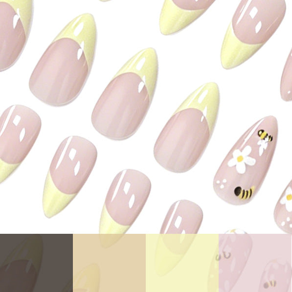 Floral Bee-Themed Nail Art Enhancements Stornfield