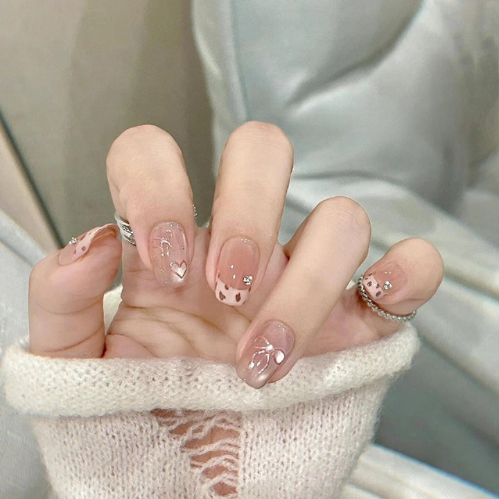Decorative Nail Art Extensions with Rhinestone Accents