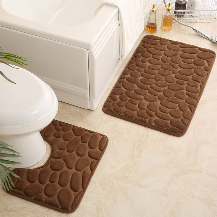 Textured Stone Pattern Bath Mat Set Stornfield