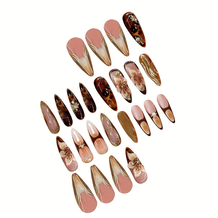 Elegant Floral Acrylic Press-On Nail Set Stornfield