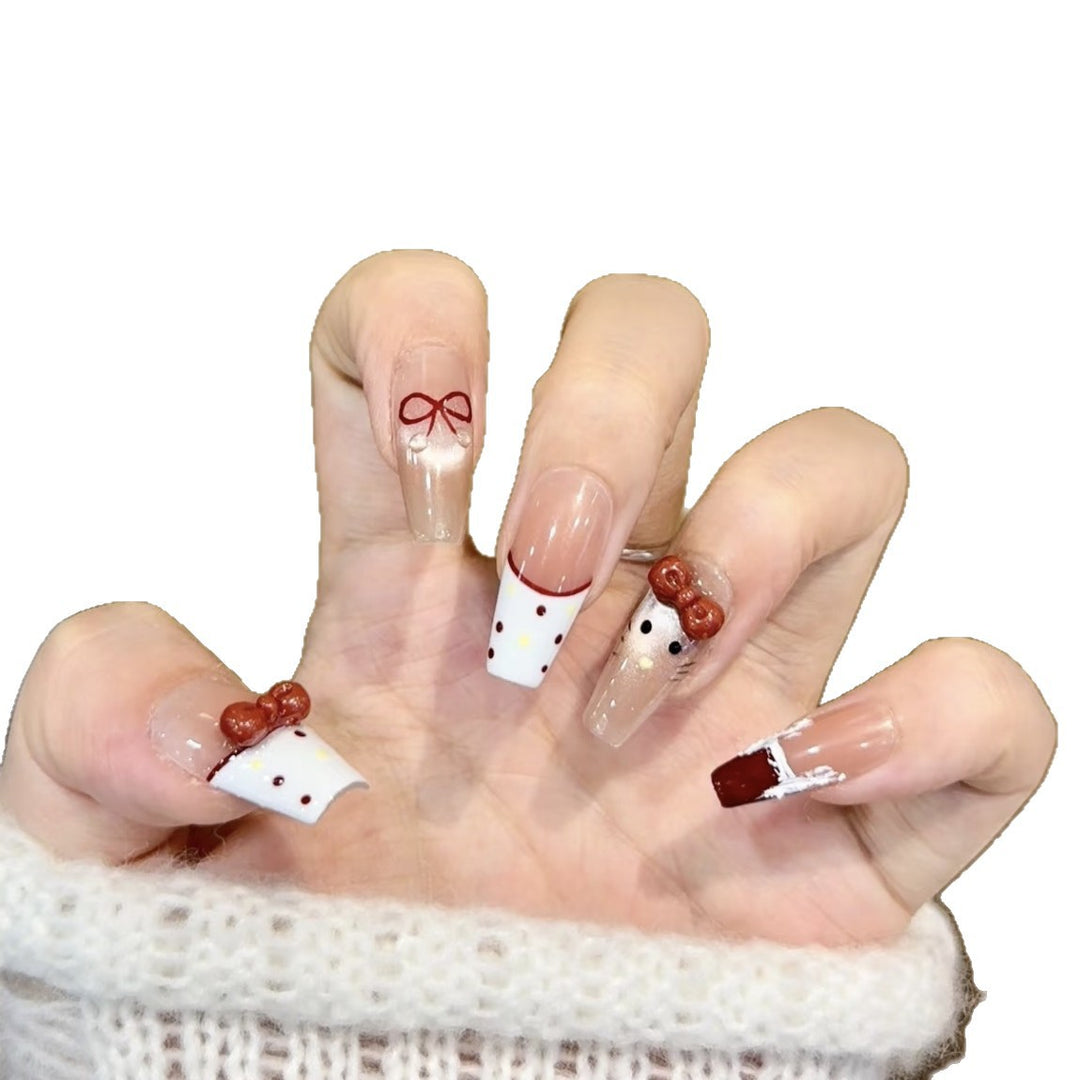 Artistic Press-On Nail Set with Whimsical Holiday Designs Stornfield