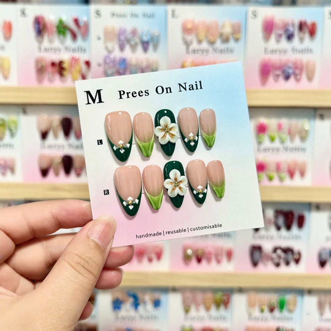 Handmade Floral Design Press-On Nails