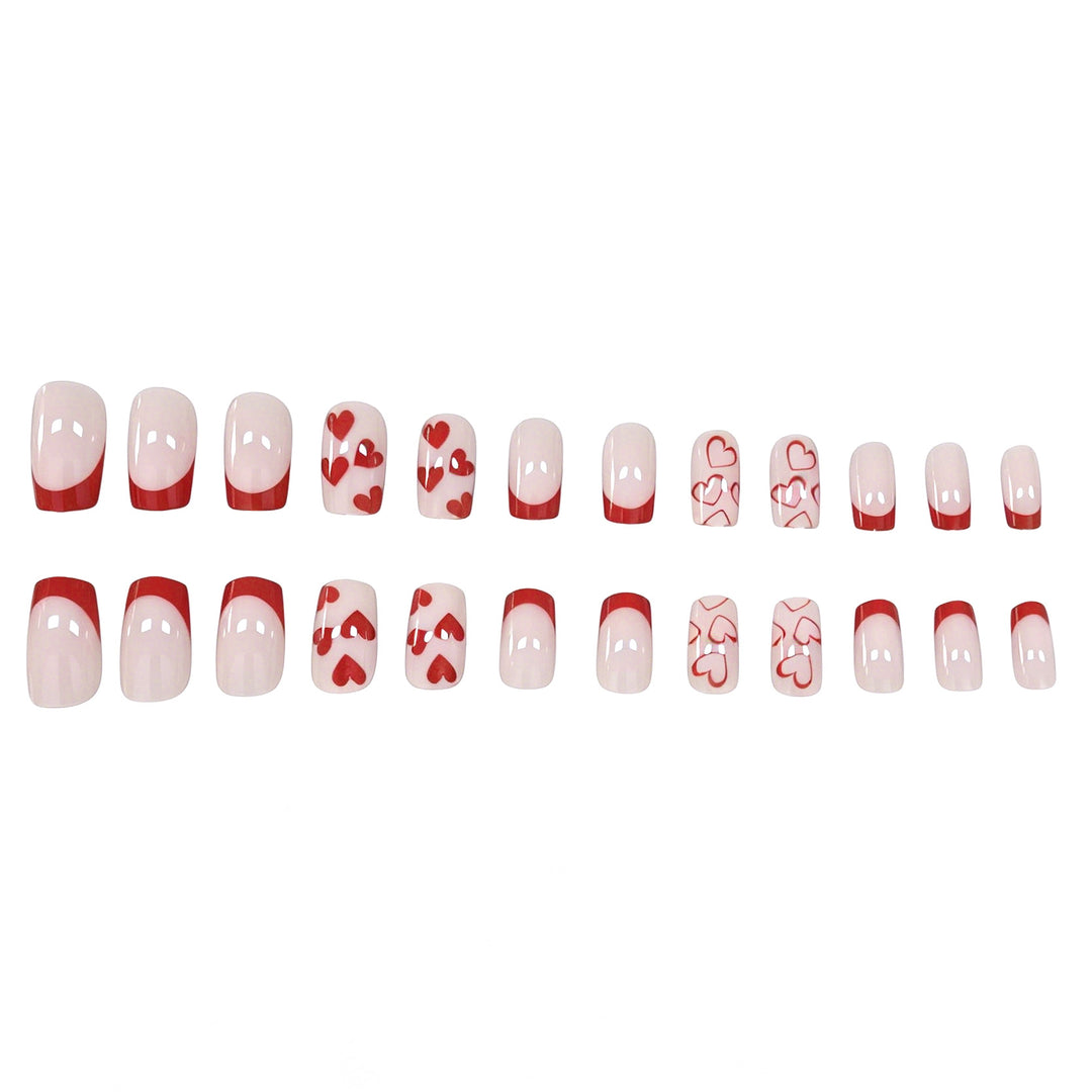 Artistic Heart-Design Acrylic Nail Enhancements Stornfield