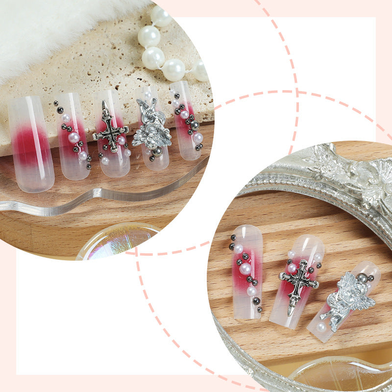 Decorative Nail Art Press-On Nails Set with Elegant Gem Accents Stornfield