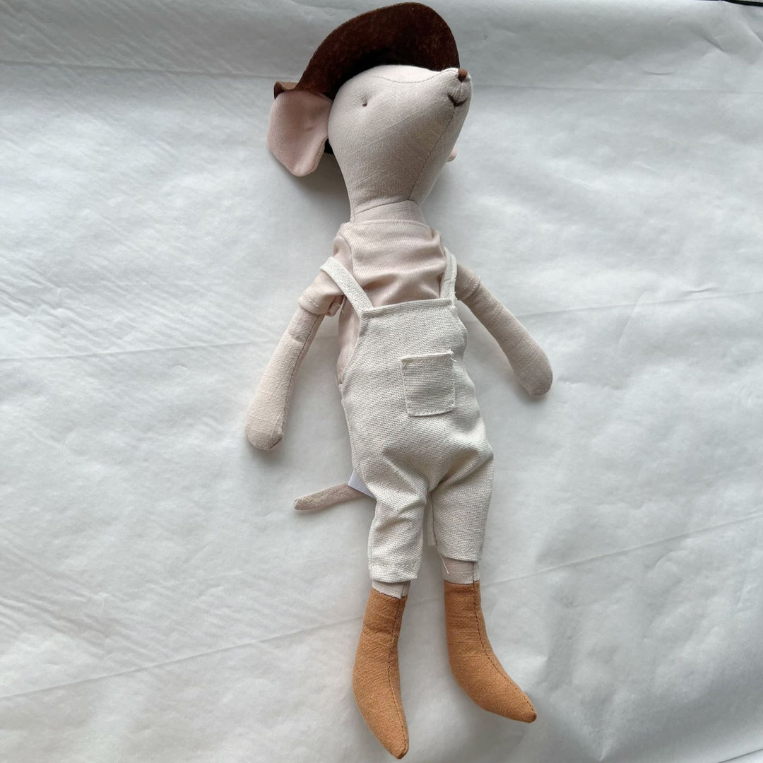 Soft Linen Superhero Mouse Plush with Detachable Cape