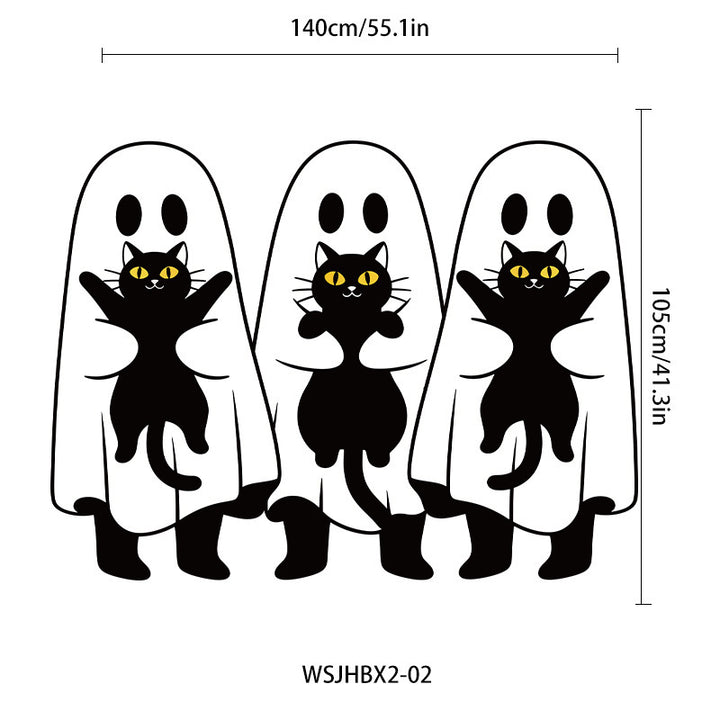 Large Halloween wall sticker vinyl with dancing skeletons and removable self-adhesive film