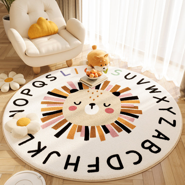 Educational Animal-Themed Round Area Rug